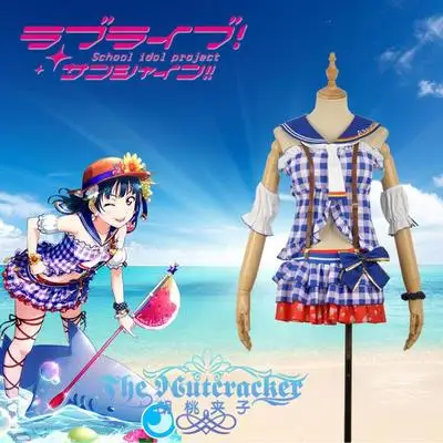 

Anime Love live!Sunshine!Aqours Beach Awaken All 9 Figures Ruby Chika Dia Uniform Halloween Cosplay Costume Suit For Women Outfi