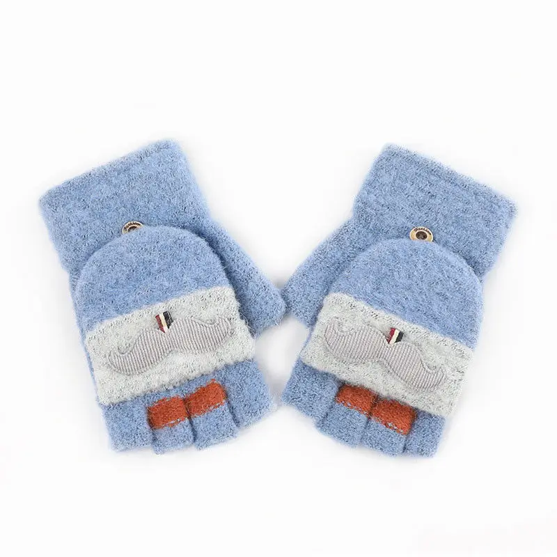 Blue Beard 8 to 12T Детские Волшебные Перчатки, варежки, Детские эластичные вязаные зимние теплые перчатки для девочек и мальчиков - Цвет: Blue Beard 8 to 12T