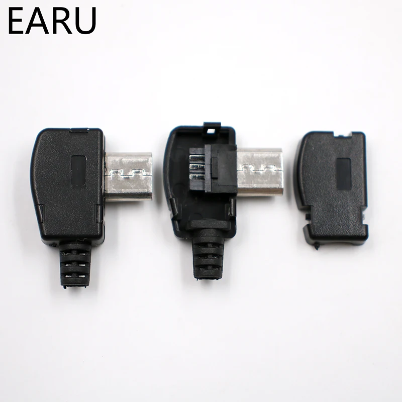 10 компл./лот Micro 5P USB штекер Тип припоя Хвостовая зарядка вилка 90 градусов