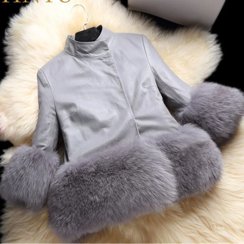 New Fashion girls winter coat Faux Fur cuff Thick Warm Cotton Children Clothing Kids Clothes Parkas Quality Leather jacket |
