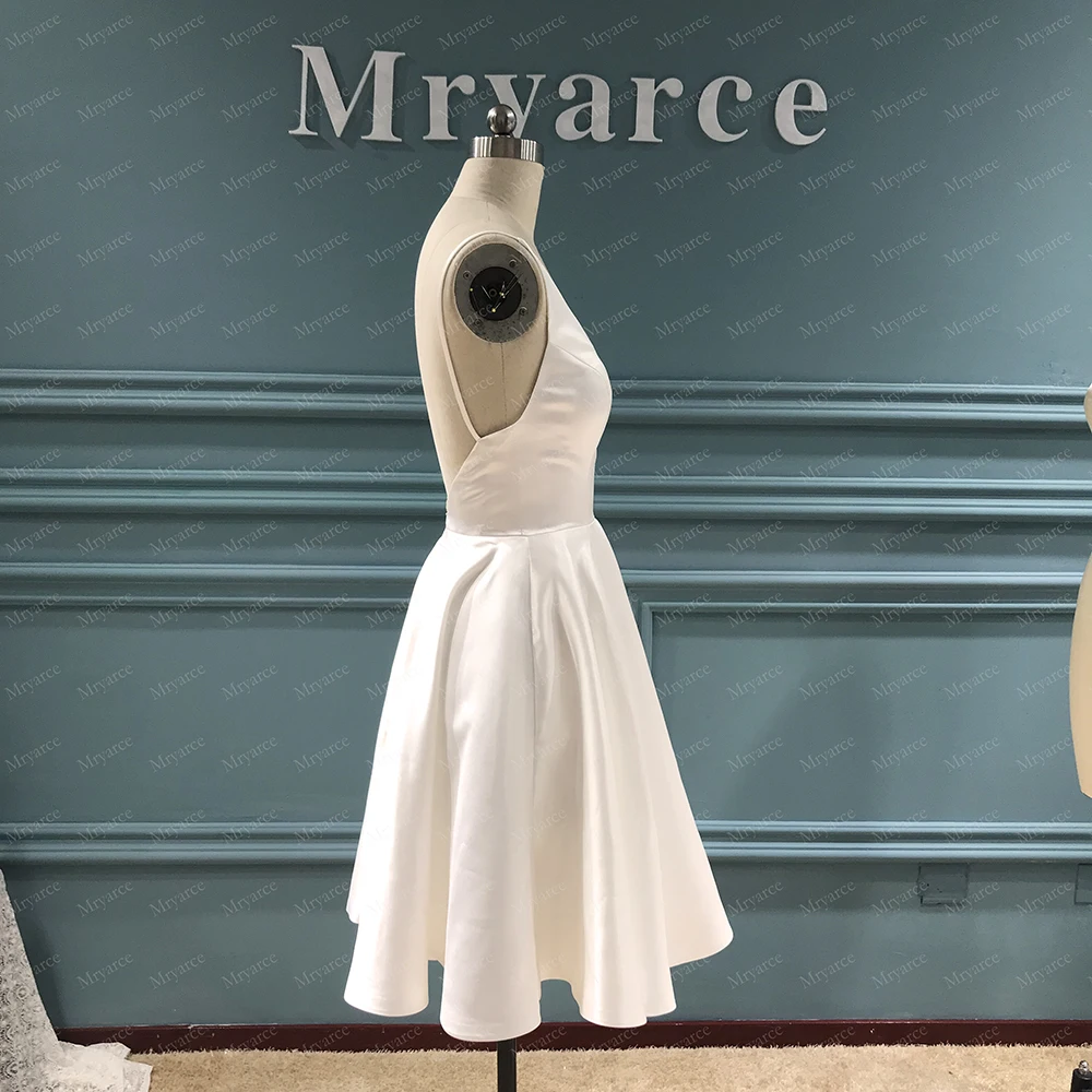 Mryarce простые элегантные Короткие свадебные платья Глубокий v-образный вырез открытая спина мини-платье с карманами