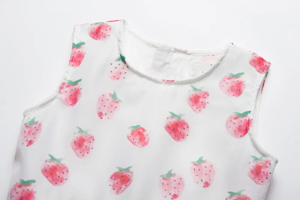 Girls Dress Strawberry Kids Summer Dresses Children Birthday Party Frocks Cotton Fruit Casual Baby Clothing for Girl | Детская одежда и
