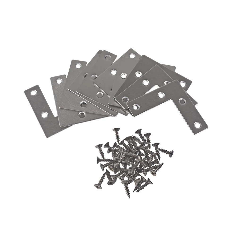 10 Pieces Stainless Steel 40 x 40mm Silver T Shape Brace Brackets Mending Plates Repair Fixing Joining Match with Screws | Обустройство