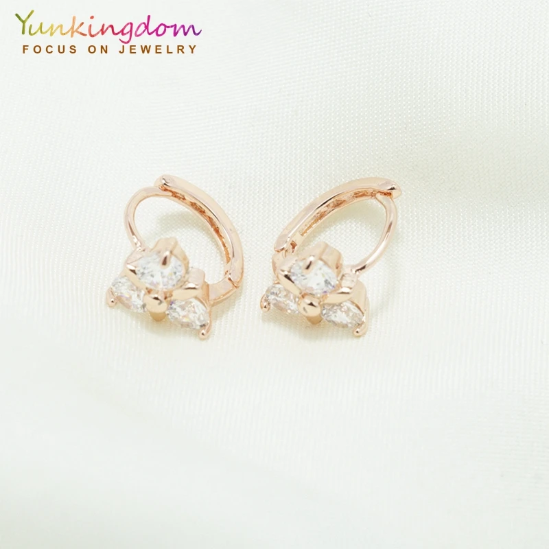 Yunkingdom белый кубический цирконий цветок маленькие круглые серьги кольца цвета