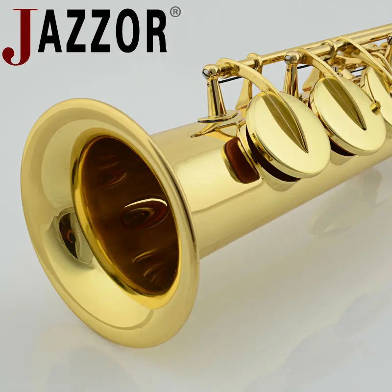 Профессиональный сопрано саксофон JAZZOR JBSST 400 B плоский прямой Саксофон Золотой