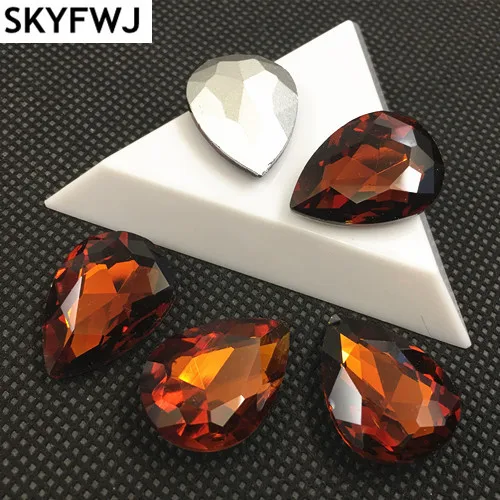 red coffee Все Цвета Стекло Кристалл указал назад Teardrop Стразы 4x6,7x10,10x14,13x18,18x25,20x30 мм платье капля камень - Цвет: red coffee