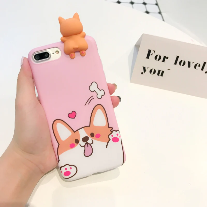 Для iphone 7 Plus 3D Welsh Corgi dog чехол для телефона s 6 6s 6plus 8 8plus милые игрушки собак мягкий