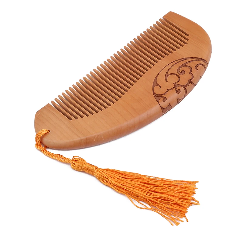 Антистатическая карманная деревянная расческа для волос 1 шт. из персикового