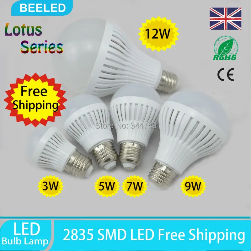 10pcs lot Wholesale E27 Led Light Bulb  3W 5W 7W 9W 12W LED Bulb Lamp 220v Cold white Warm White Led Spotlight Free Shipping