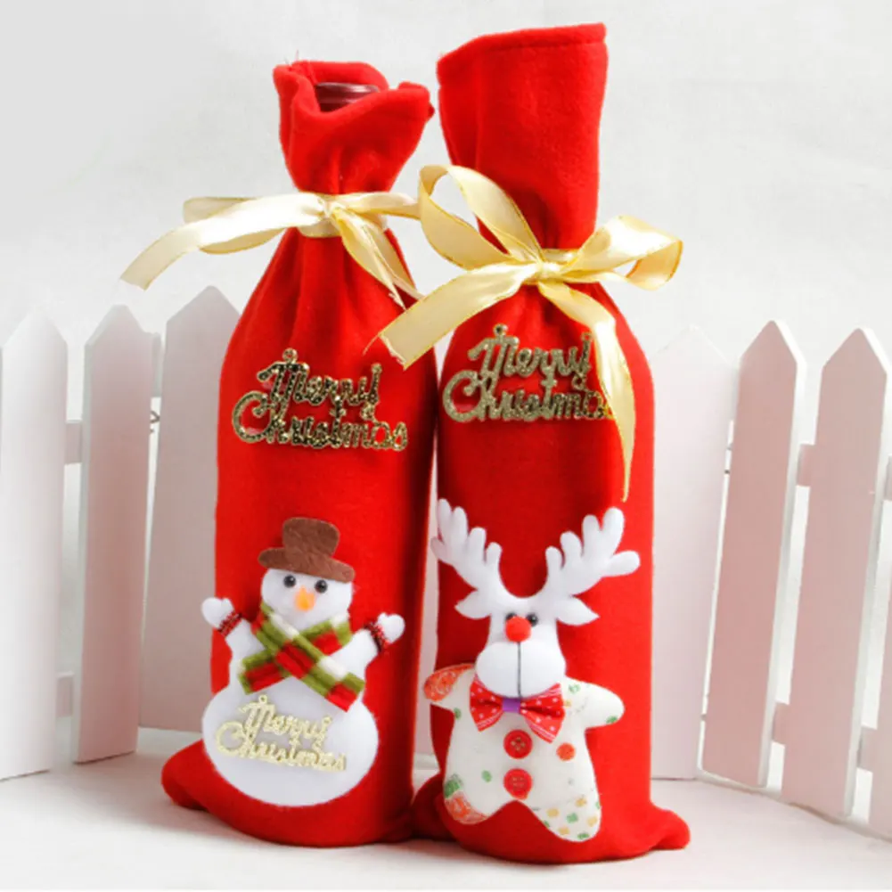 Рождественская бутылка вина Обложка сумка Navidad Банкетный Рождественский ужин