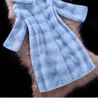 

2020 Elegant Winter Coats Female Hooded Fur Coat Women's Mink Fur Coats Korean Fashion Plus Size S-4XL Luxury Long Coat Women