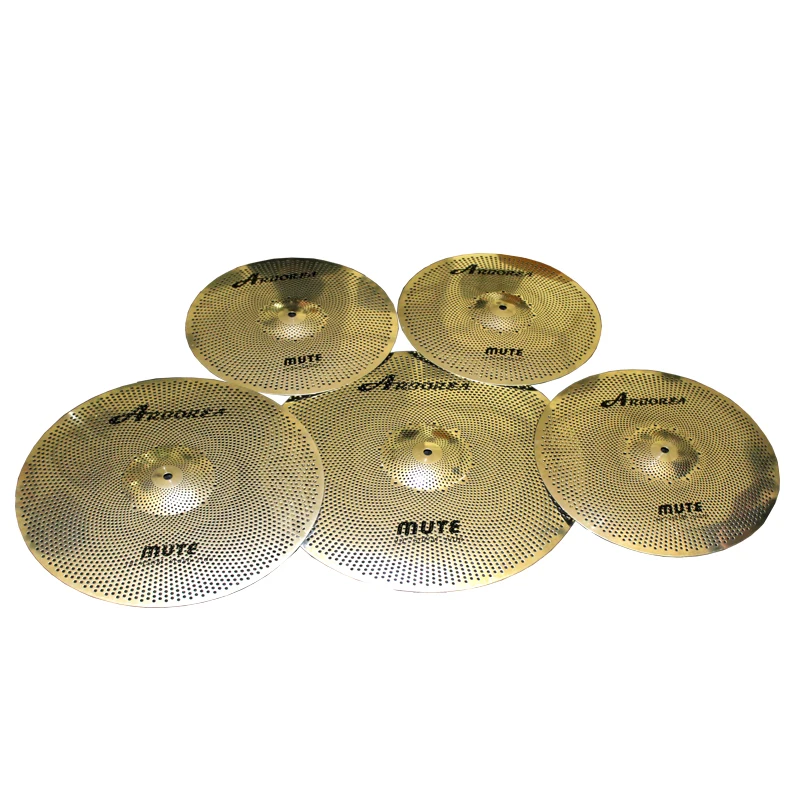 

Arborea High Quality Gold Color Mute cymbal Pack 14'' Hihat +16'' Crash +18'' Crash +20'' Ride + Cymbal bag
