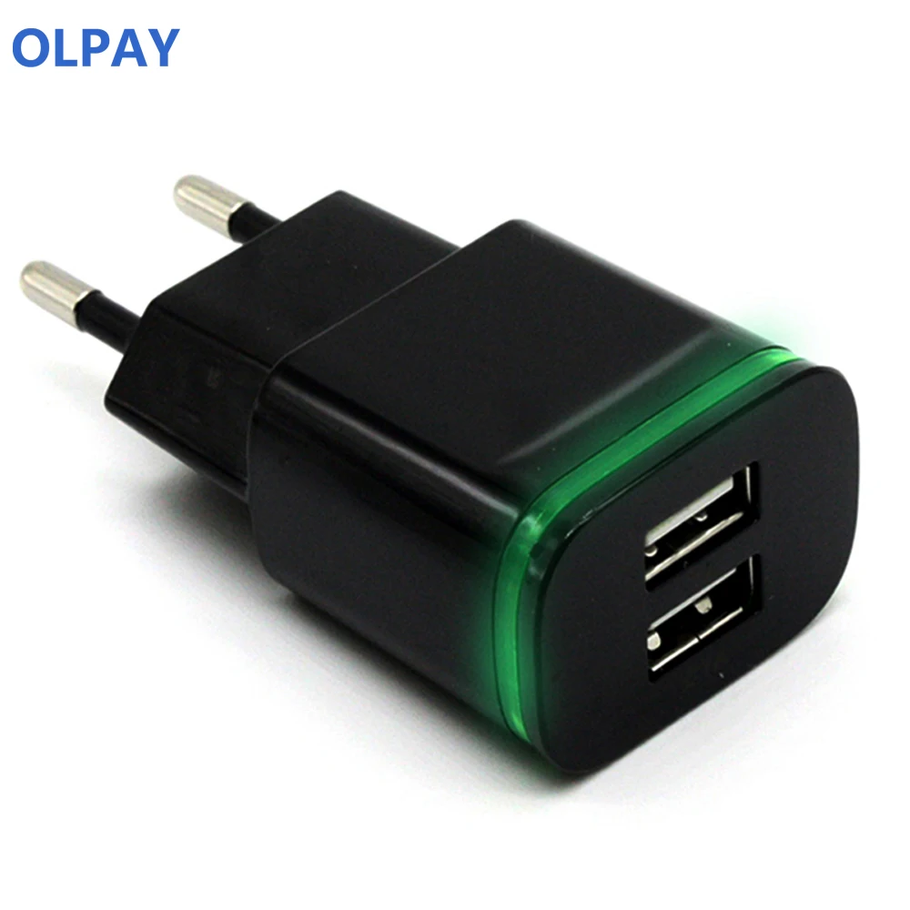 5 в 2A ЕС вилка со светодиодом 2 USB адаптер зарядное устройство для мобильных