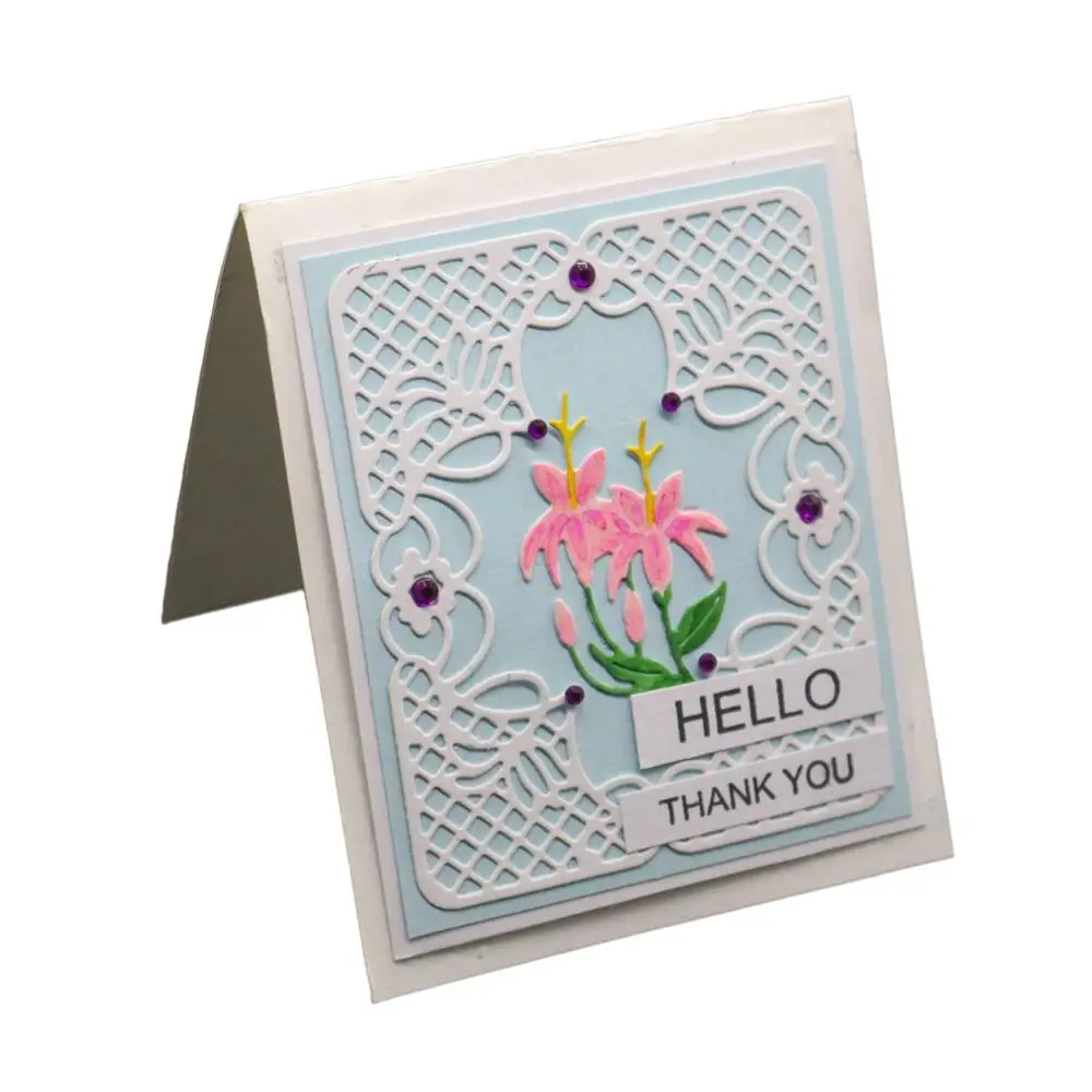 Цветочные металлические режущие штампы прямоугольная рамка трафареты для