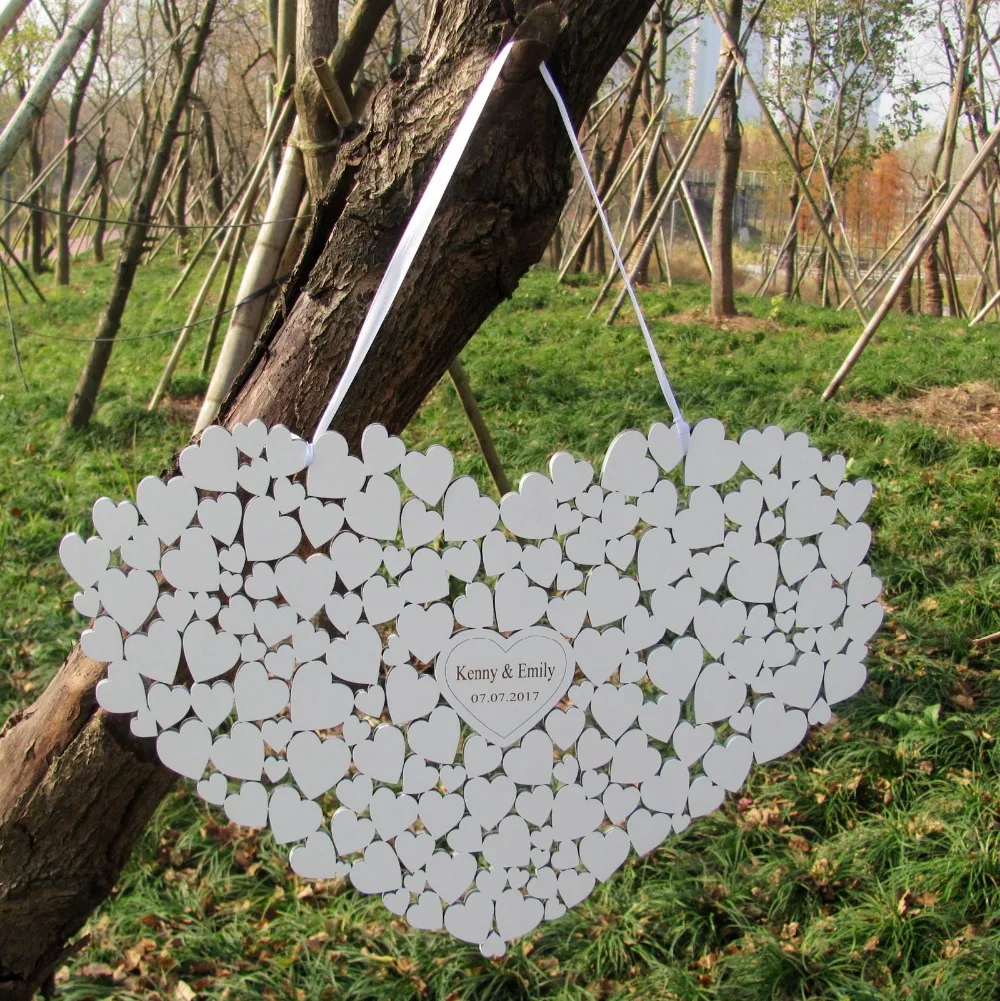 Customs Personalised Heart wedding guestbook alternative hanging heart Wedding guest book white | Дом и сад