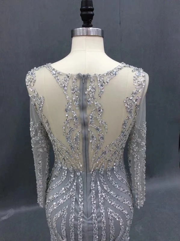 Серебряное новое длинное платье, vestido longo abiye gece elbisesi, официальное платье, украшенное бисером, abendkleider, новое платье