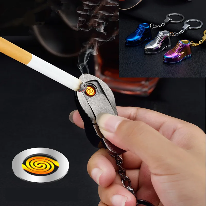 1Pcs Exquisite gifts Usb Cigarette Lighter Car Keychain Key Chain Electric Porte Clef Briquet Electronique | Украшения и