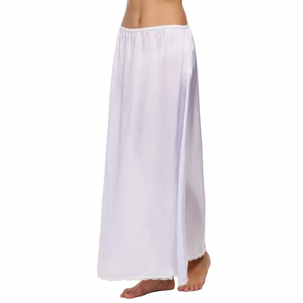 Атласная Нижняя юбка Для женщин кружевная бейка длинные половина слипы женские