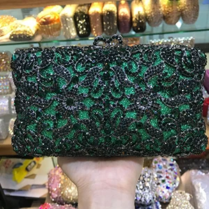 Green XIYUAH клатч с кристаллами, серебристый металл, черный бриллиант, зелёный кошелёк вечерние сумочки и клатчи, женские Роскошные мини-сумки - Цвет: Green