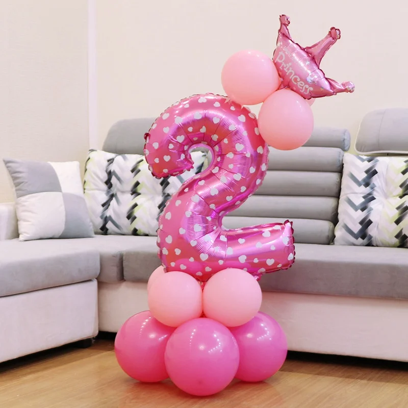 pink 2 Первый день рождения для мальчиков и девочек вечерние розовое золото воздушный шар для колонны с днем рождения украшения мой один год 1-й день рождения поставки для детей и взрослых - Цвет: pink 2