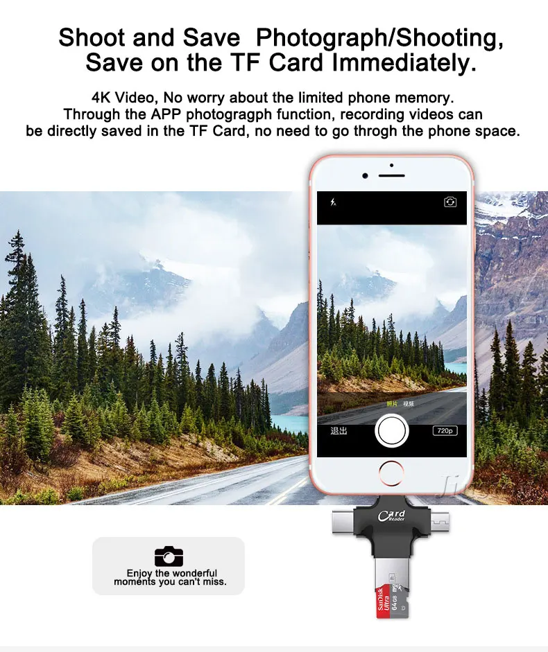 Устройство для чтения SD карт Mini Multi Port Type C/Light ning/PC/OTG Iphone Samsung адаптер Micro USB