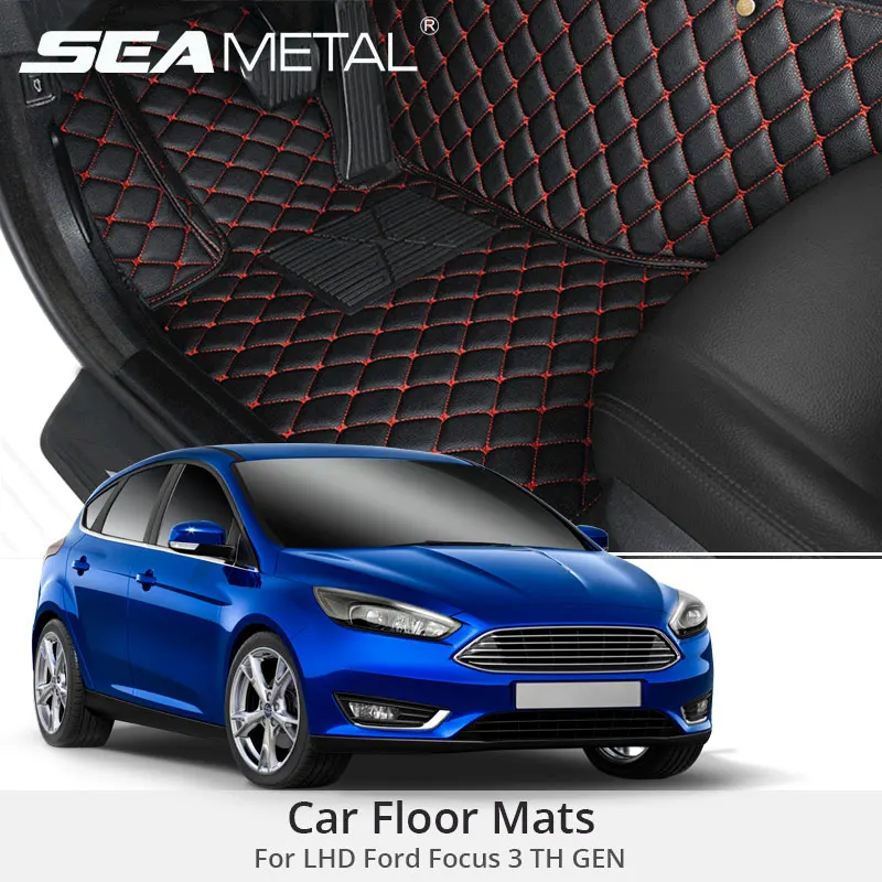 Для леворульных автомобилей Ford Focus 3 Gen 2013 2012 2011 Автомобильные коврики чехлы Черный, красный, белый цвета аксессуары для автомобильного интерьера