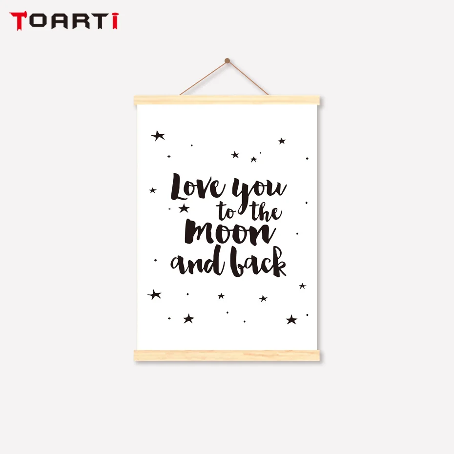 Вешалка для постеров принты Love You To The Moon And Back цитаты на холсте живопись стене