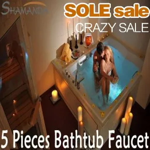 Free Shipping-Bathroom Solid Brass Chrome Finishing 5 Holes Square Bathtub Faucet Pieces Mixer-wholesale-2437 | Обустройство дома