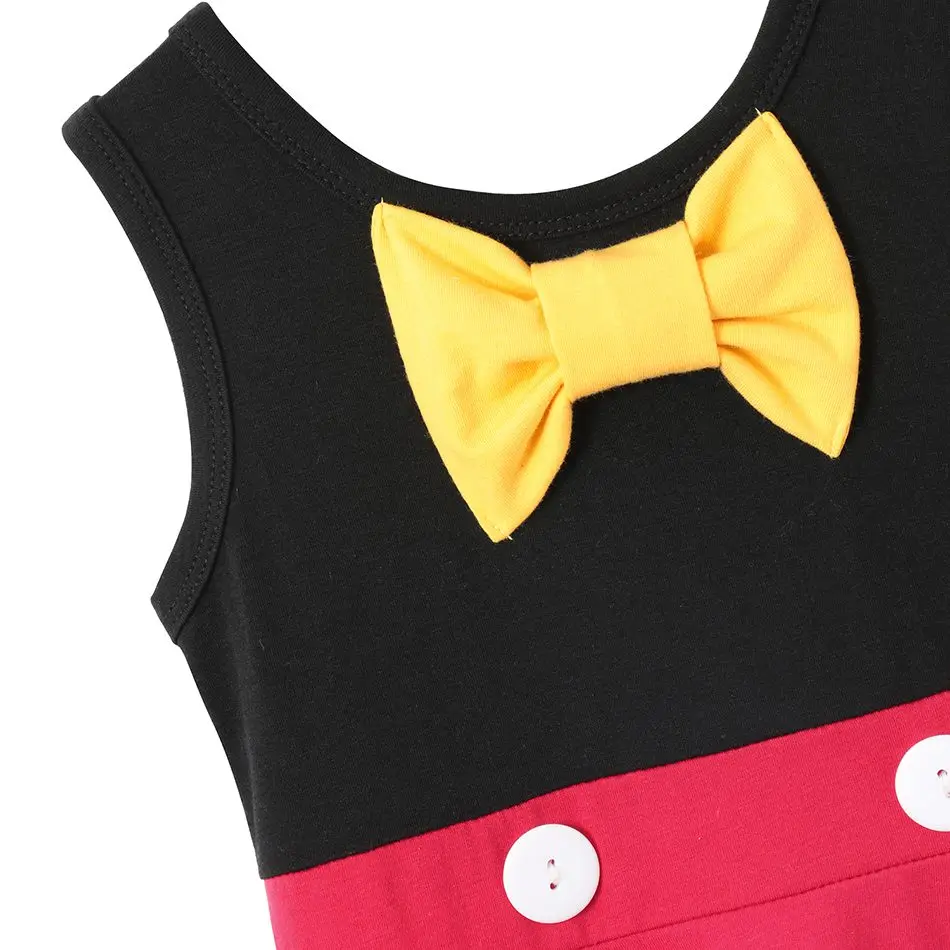MUABABY Girl Summer Dress Children Mickey Belle Snow White Sleeveless Casual Cotton Costume Kids Birthday Princess Clothes | Детская