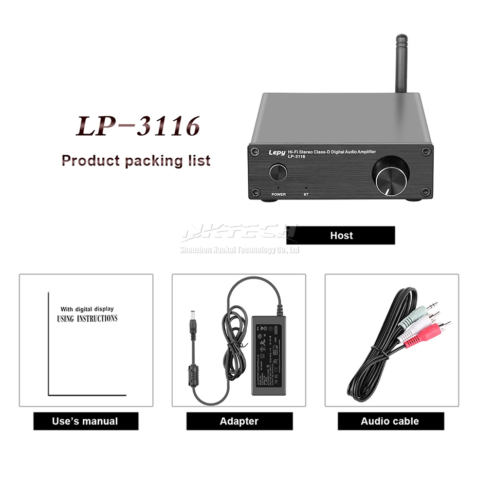 Автомобильный цифровой аудио усилитель Lepy LP 3116 Bluetooth Hi Fi стерео класса D RMS 50 Вт x 2