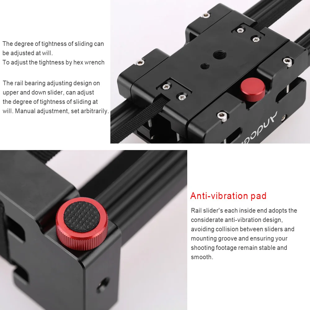 Andoer Compact Retractable Track Dolly Slider 50cm Rail Stabilizer 86cm Actual Sliding Distance with 1/4&quot and 3/8&quot Thread Screw |