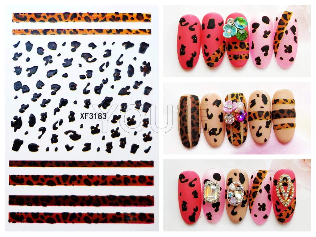 Leopard Nail Art sticker s маникюр Дизайн Спорт самоклеющиеся 3D наклейки на ногти наклейки ногтевая декоративная наклейка очаровательные советы