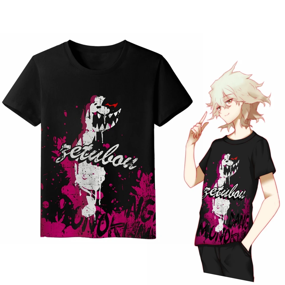 Аниме JK Danganronpa Monokuma Черный Белый Медведь Косплей рубашка Топы Футболка женская мужская короткий рукав унисекс футболка