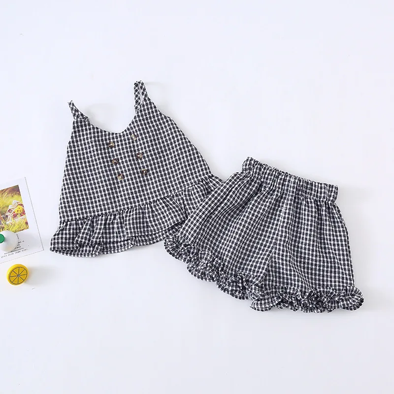 Новинка лета 2019 комплекты одежды в Корейском стиле платье жилет клетку с