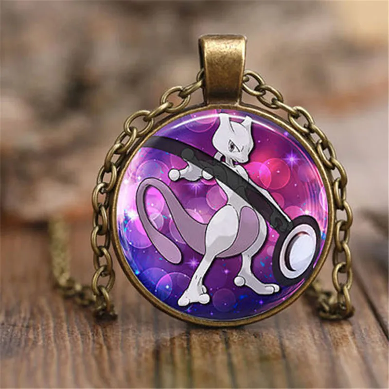 Новинка 2019 модное ожерелье Pokemon аниме Jewely Mewtwo Pokeball 28 мм Круглый стеклянный купол