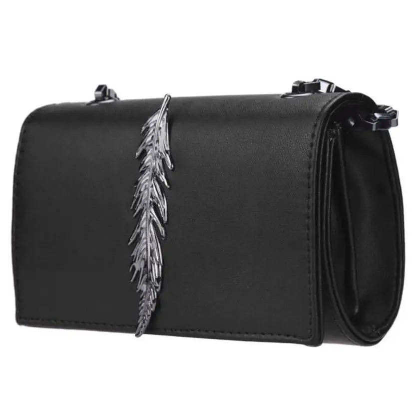 Мода новые женские bolsas feminina девушка кожа Мини Малый перо металлической цепью сумка сумки женская сумка мессенджер