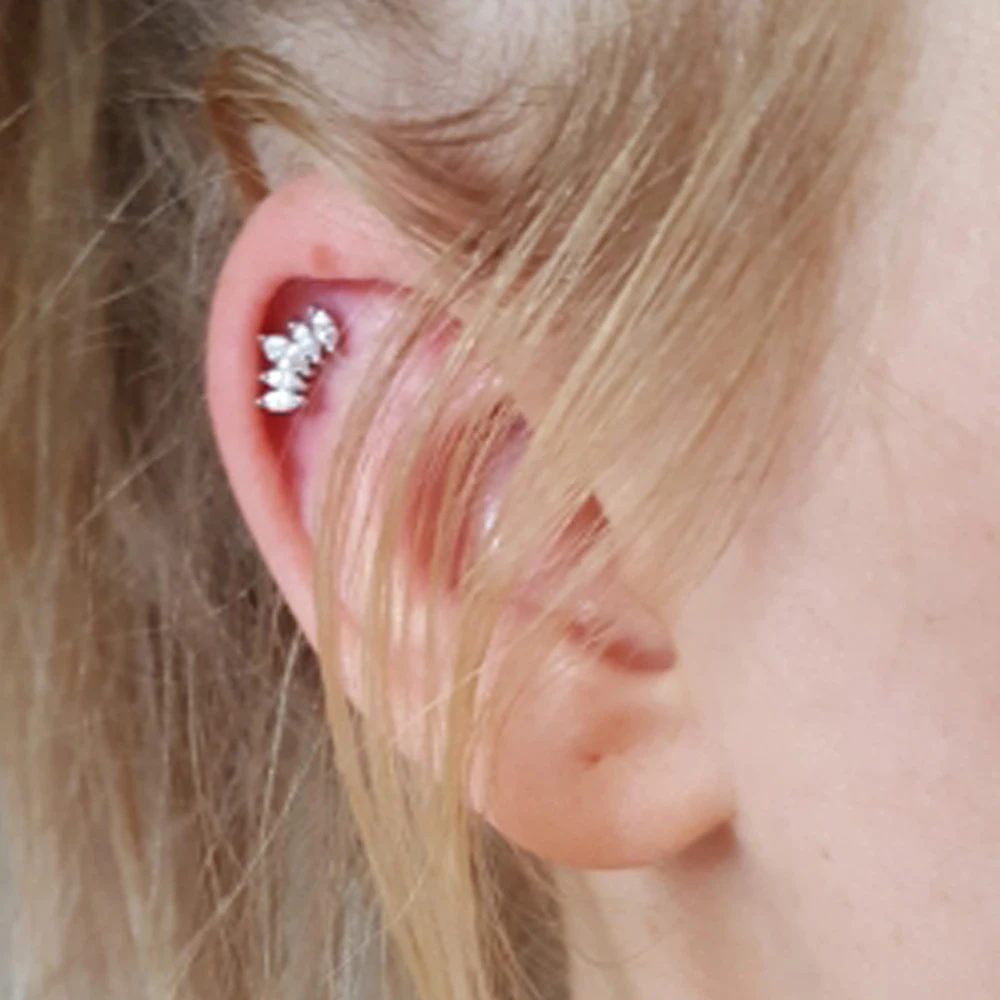 1Piece16g маркиза драгоценный камень гвоздики Спиральные серьги Tragus серьги, Надеваемые На ушной хрящ Серьга для верхней части уха Orelha Штанга пирсинг ювелирные изделия для тела