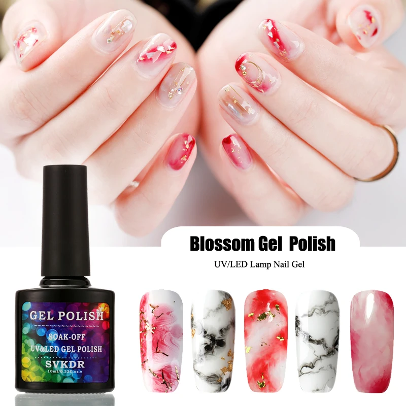 SVKDR белый прозрачный Blossom Гель-лак Soak Off УФ и светодиодный лампы ногтей гель