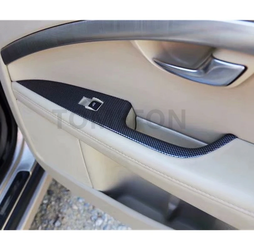 TOMEFON для Volvo S80 от 2009 до 2011 ABS специальная углеродная волоконная краска для интерьера, передняя задняя дверь, окно, переключатель, крышка панели, отделка 4 шт