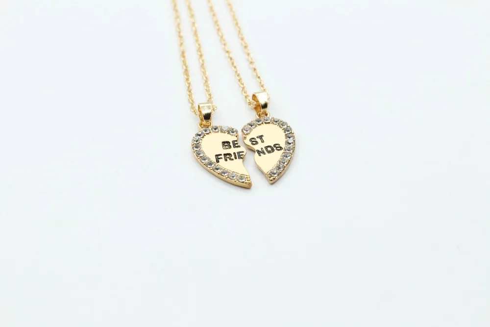 Ожерелье Лучшие друзья 2 части очаровательные сращивания разбитого сердца CZ