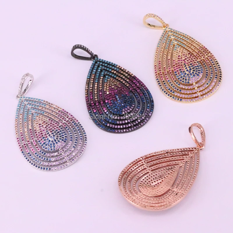 

5Pcs High quality micro pave Cubic Zircon drop pendant necklace,Slim chain necklace jewelry gift to lady