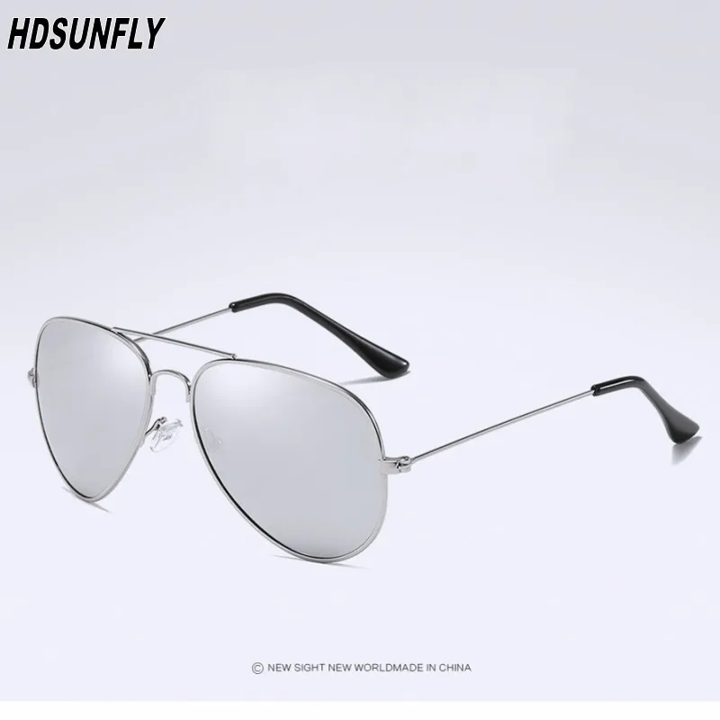 HDSUNFLY Мода поляризованных солнцезащитных очков для Для мужчин Для женщин фирменный дизайн авиации солнечные очки мужские женские очки Óculos de sol UV400 - Цвет линз: silver silver