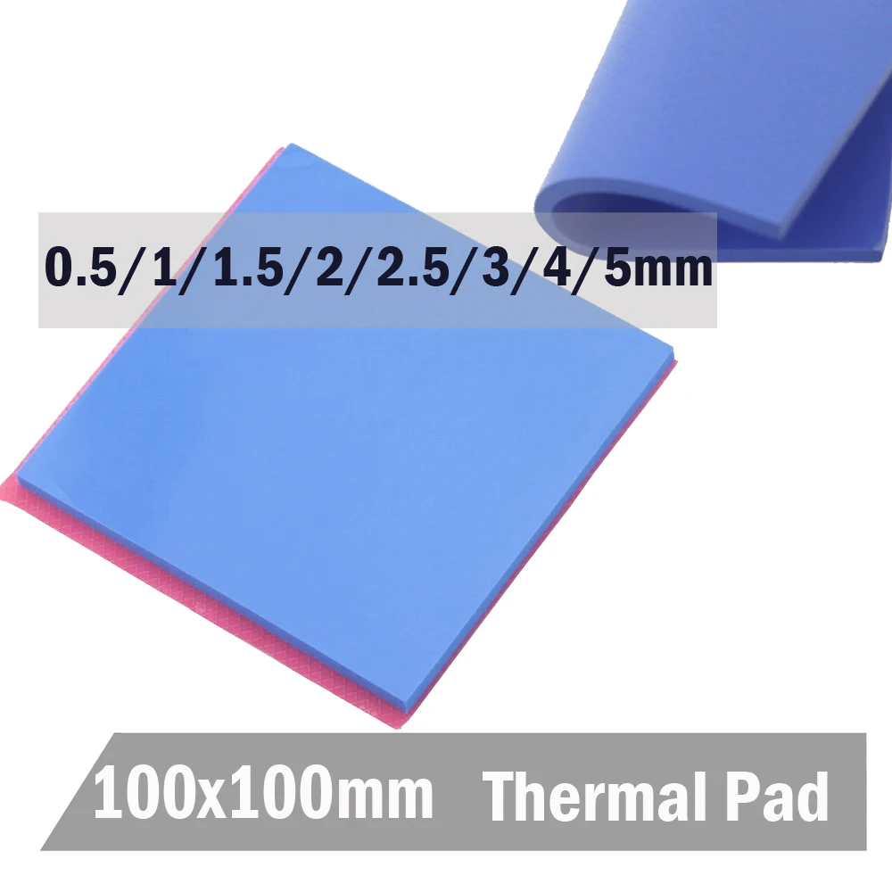 

Gdstime 100x100mm 10cm 0.5mm 1mm 1.5mm 2mm 3mm 4mm 4mm thickness Blue Silicone Conductive Heatsink Compound Thermal Pad