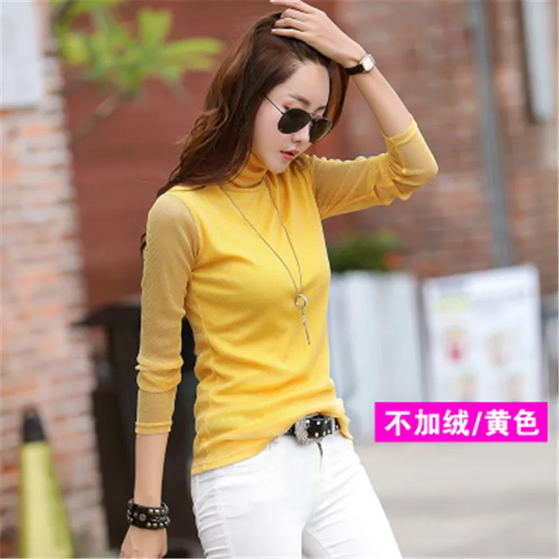 Женский свитер яркий Шелковый однотонный пуловер с высоким воротником