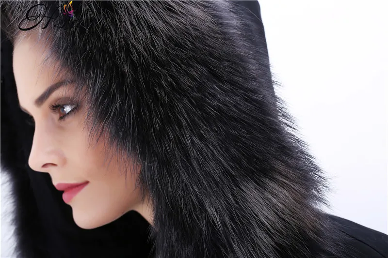 H. SA новый 2017 зимние пальто женские куртки настоящий большой енот меховой