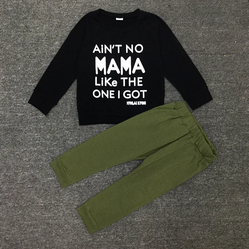 0-3Y Newborn Toddler Infant Kid Baby Boys Clothes Long Sleeve Mama Sweatshirt Top +Pants 2pcs Outfits Kids Clothing Set |