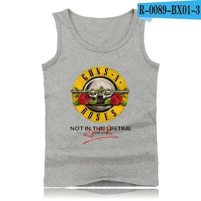 gray GUNS N ROSES, панковские майки для фитнеса, майка без рукавов, летняя майка, майка для спортзала, Мужская одежда для бодибилдинга, ружья и розы - Цвет: gray