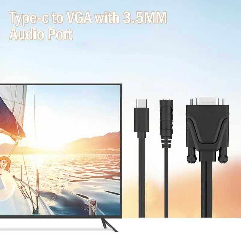 USB C концентратор Type-C к VGA 3 5 мм аудио порты ТВ видео конвертер адаптер кабель