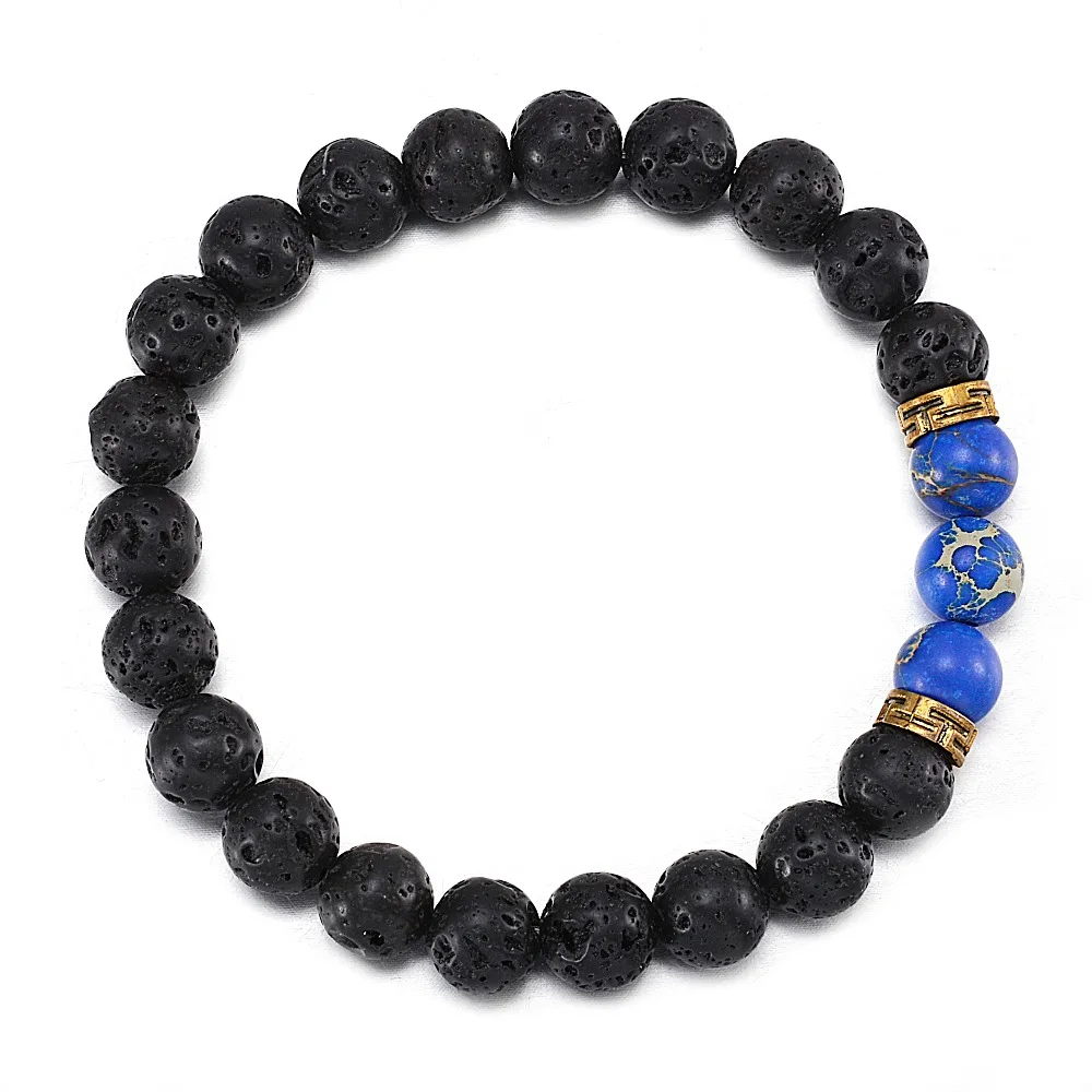 Natural Stone Bracelet Men Black Lava Healing Balance Diffuser Beads Bracelets For Women Jewelry Chrismas Gift | Украшения и
