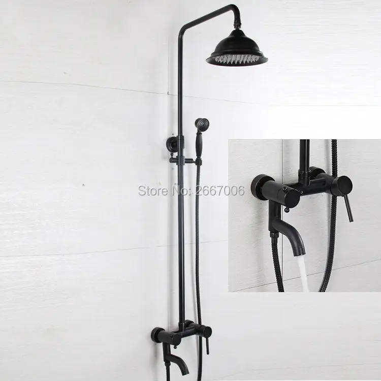 

Free shipping Home Decoration Brass Shower Set Elegant Rainfall Bathtub Faucet Shower Black Plated Wholesale And Retail GI287